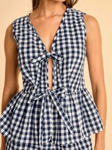 CAJUNI 2 قطعة/مجموعة من لباس علوي والشورتات المربعة بدون أكمام للنساء