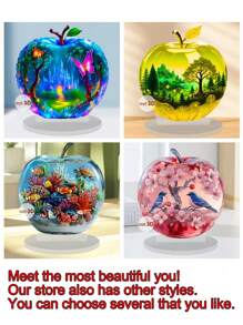 SHEIN 1 pièce Ornement de bureau en forme de pomme en acrylique 2D, illustration créative avec impression peinte. Petite décoration de bureau transparente, convient pour la maison et le bureau, décoration multifonctionnelle pour les fêtes et usage quotidien, parfait pour offrir à des amis et comme cadeau d'anniversaire ou de Pâques