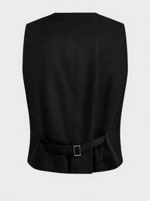 EASEVO Plus Size Men's Woven Suit Vest, Suitable For Summer