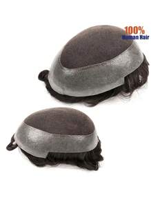 升级版澳大利亚男士假发法式蕾丝假发系统男士蕾丝 PU 假发男士假发真人发天然假发