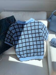 Comfortcana Women's Striped Short Sleeve Knit Cardigan, Fitted, Stylish, Elegant, Casual And Versatile - Blue - View 2
