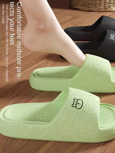 SHEIN 1 双情侣柔软舒适防滑厚底拖鞋，男女皆宜 - 透气夏季家居鞋，适合室内、浴室、户外穿着 - 舒适防滑拖鞋，带足弓支撑，可机洗，轻便舒适凉鞋，适合居家、泳池、海滩