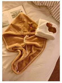 1 Pc Cute Cartoon Capybara Plush Dry Hair Cap Good Absorbent Quick Dry Coral Velvet Shower Cap For Women Kids Kawaii Girl Hair Towel Home Bathroom Decor Summer Back To School - Multicolor - View 5