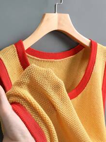 Manfinity Hypemode Plus Size Men's Casual Letter Graphic Knit Sweater Vest