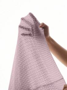 Manfinity Homme 数字印花圆领镂空休闲百搭短袖针织上衣 - 淺粉色 - 查看 6