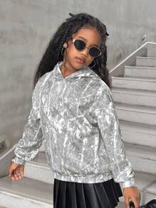 SHEIN Tween Girls Back To School Bestseller Leaf Print Hoodie Sweatshirt, New Loose Comfortable Casual Fashion Versatile Streetwear