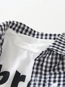 Genkimix Kids Set de 2 piezas para niños pequeños con camisa de manga larga a cuadros estilo nuevo + pantalón suelto con cordón, silueta clásica de camisa a cuadros, cierre con botones para facilitar el uso, pantalón de pierna entallada agrega moda y previene el aire frío, adecuado para el uso diario en la escuela, el patio de recreo y las compras