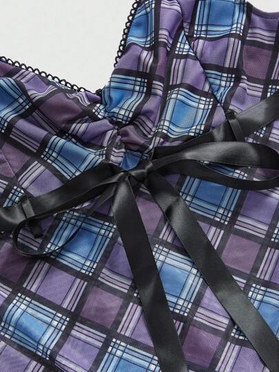 J-Fashion Y2K Style Plaid Bow Decor Sweet Women T-Shirt