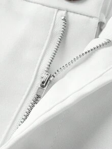 SHEIN LUNE Women's Minimalist Linen Blend Color Block Casual Pants, Suitable For Commuting Winter Fall Autumn