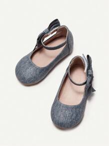Cozy Pixies 1 Pair Versatile Casual Cute Girl Vintage Blue Bow Decor Soft Bottom Princess Flats, Suitable For Spring, Autumn, All Seasons Party - Blue - View 10