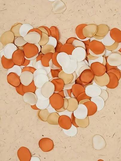 120/220/320/420 Pcs Elegant Burnt Orange & Cream Fabric Rose Petals - Perfect For Weddings, Bridal Showers, Parties | Durable, Handmade Faux Floral Decorations, Ideal For Valentine's, Mother's Day & Special Occasions, Wedding Decorations