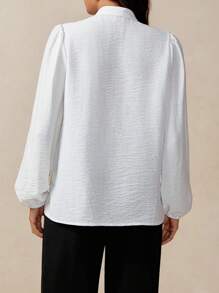 Florisole Women Elegant Commuting Casual Lace Patchwork White Long Sleeve Shirt All White Fall Cloth For Women