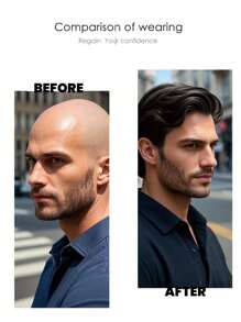 升级版澳大利亚男士假发法式蕾丝假发系统男士蕾丝 PU 假发男士假发真人发天然假发