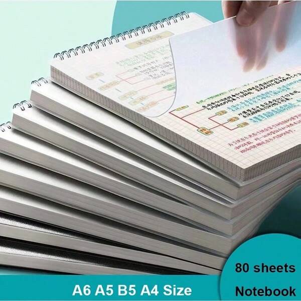 1pc Spiral Plan Notebook, Waterproof Paper Multi-Purpose Notebook For Household Back To School