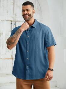 EASEVO Herren Große Größen Lässiges Kurzarm-Hemd aus Gewebe