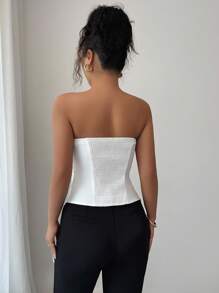 Elenzga Women's Elegant Solid Color Tube Top For Commuting