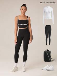 GLOWMODE FeatherFit™ 双色圆领长款运动内衣 低冲击瑜伽日常