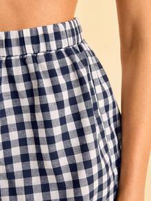 CAJUNI 2 قطعة/مجموعة من لباس علوي والشورتات المربعة بدون أكمام للنساء