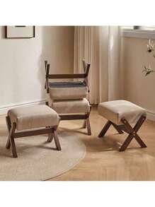 SHEIN Nordic Luxury Solid Wood Shoe Bench, Multipurpose Square Low Stool For Entryway, Living Room, Kids Room