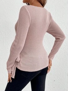 SHEIN 孕妇休闲纯色系带开衫