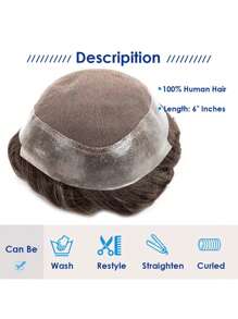 升级版澳大利亚男士假发法式蕾丝假发系统男士蕾丝 PU 假发男士假发真人发天然假发