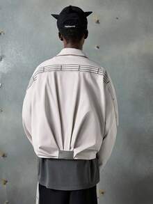 NEON BLANC Giacca da uomo con chiusura lampo e colletto a righe a contrasto, adatta per autunno e inverno