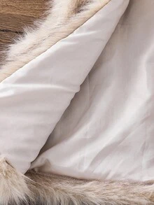 Young Girl Furry Gradient Color Block Open Front Fuzzy Coat Sleeveless Vest,Cute Casual National Style Fashionable Mom & Daughter Matching,Fall/Winter - Apricot - View 11