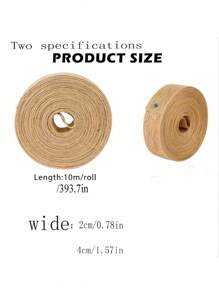 1 Rollo de 10 metros de cinta de lino natural gruesa. Rollo de cinta de lino con bordes sin acabar para manualidades de boda, envoltura de regalos, coronas de otoño, decoración hecha a mano - Caqui - Ver 7