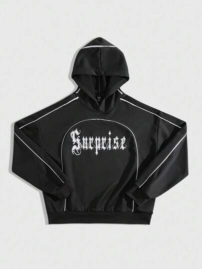 Street Life Felpa con cappuccio da uomo con colori a contrasto e patchwork, stile oversize e corto