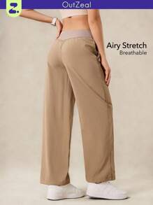 OutZeal Stretch Drawstring Hem Straight Leg Pants Vacation Daily Casual - Khaki - View 1