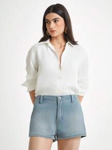 Daynim Women's Casual Washed Denim Shorts, Suitable For Vacation - Light Wash - View 2