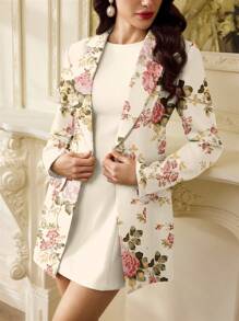 Vintamour Ensemble vintage élégant de 2 pièces pour femme, robe fourreau à imprimé floral sans manches, blazer à revers cranté à manches longues, tenue de bureau décontractée, tenue d'invitée de mariage, tenue d'enseignante, vêtements d'automne pour femme, tenue d'affaires décontractée, tenue de vacances pour femme, tenue d'anniversaire pour femme, vêtements d'automne, tenue de bureau élégante pour femme, vêtements d'hiver pour femme, tenue de travail pour femme, tenue de festival pour femme - Nude - Voir 3
