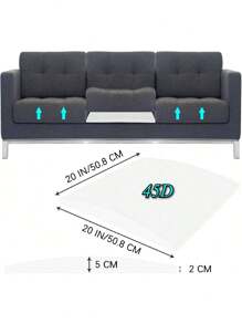 1 件套 45D 沙发垫，支撑下垂坐垫，20 英寸 x 20 英寸沙发家具座垫下垂修复，弧形 45 D 高密度泡沫，适用于椅子沙发 - 黑色 - 查看 3