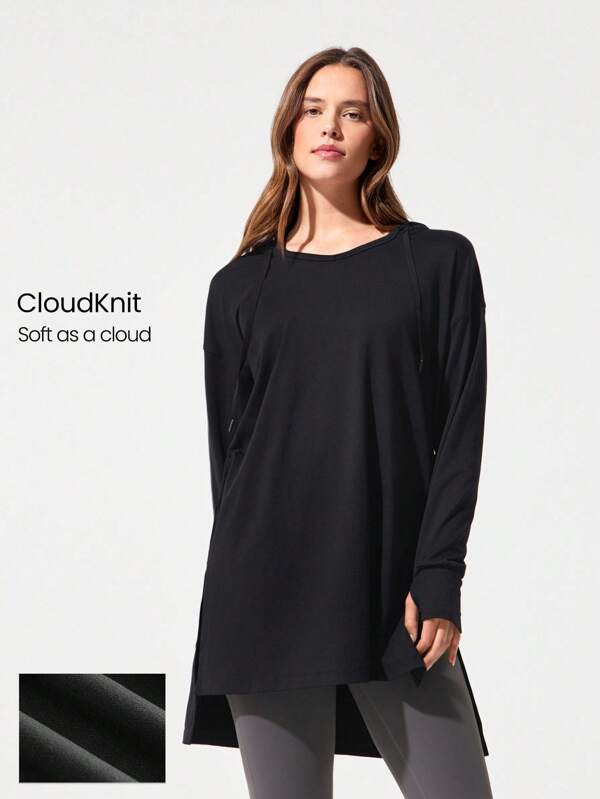 GLOWMODE Sweat-shirt oversize à manches longues avec cordon de serrage ajustable, pouce trous, doux et en maille nuageuse, pour un usage quotidien et décontracté en automne