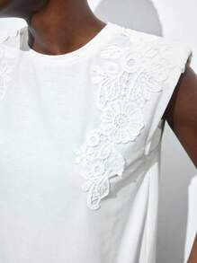 Maija Women's Elegant Solid Color Lace Decorated Camisole, For Summer - White - View 4