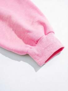 SHEIN EZwear 休闲简约海滩度假鲨鱼图案印花圆领宽松长袖女式运动衫，春秋季 - 粉色 - 查看 5