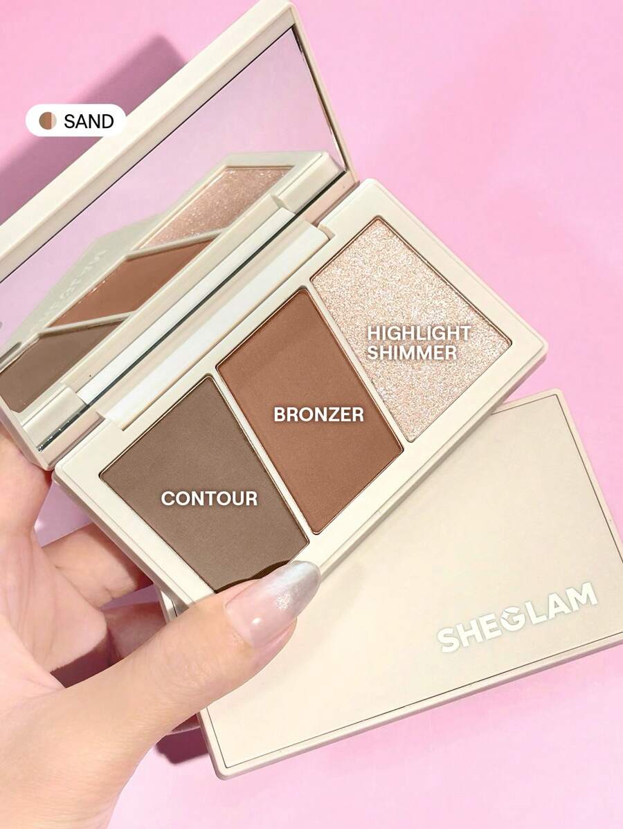 SHEGLAM Trio Hero 臉部彩妝盤-沙色輪廓兩用多用途塑形粉 品牌 美容 化妝 化妝品 適合女性與女孩 完美搭配冬季 Y2K 時尚 流行 生日禮物 假期 派對準備就緒 最佳顏色 - Sand - 查看 1