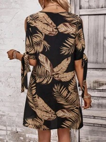 EMERY ROSE Tropical Print Knot Cuff Tunic Dress - Multicolor - View 2