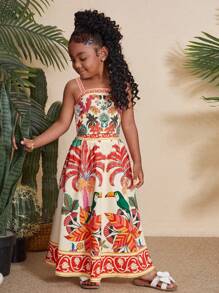 Travachic KIDS 年轻女孩度假母女套装，钩针编织碎花吊带上衣和迷你裙 2 件套 - 彩色 - 查看 4