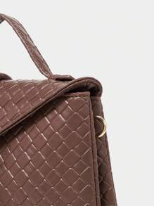 SHECARRY 女士时尚金属装饰手提包，适合日常使用 - 咖啡 - 查看 7