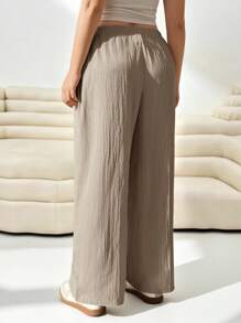 Solflare 女式加大码宽松米色梭织长裤