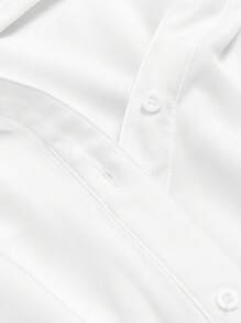 SHEIN MOD Women Plus Size White Long Sleeve Shirt,Elegant Formal Autumn Fitted Ruched Waist Top,Oblique Placket Work Office Blouse,Old Money Style Streetwear - White - View 4
