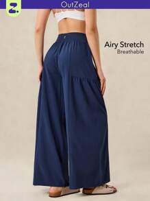 OutZeal Women Stretch High-Waisted Wide Leg Outdoor Pants Vacation Daily Travel - Navy Blue - View 1