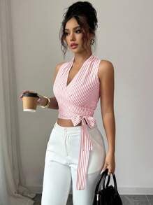 Elenzga Ladies' Woven Casual And Elegant Summer Vacation Vest