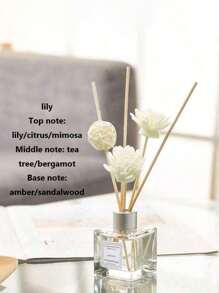 2pcs No-Flame Aroma Essential Oil, Dry Flower Rattan Sticks, Sandalwood Incense, Home/Bedroom/Bathroom Odor Eliminator Fragrance Diffuser Set