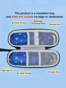 1PC Navy Blue Insulated Portable Insulin Cooler Bag - Friendly Cold Ice Pack Physical Cooler Box Lightweight Simple Zipper Tote Bag Diabetes Travel Case, Portable Medication Cooler Bag For Insulin Pens And Glucose Monitor Supplies - Multicolor - View 3