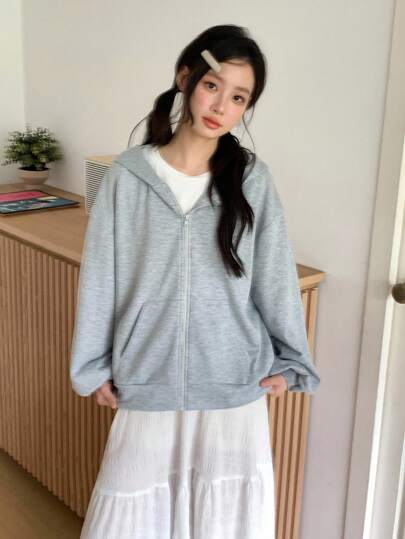 Sparklyn 青少年女孩休闲宽松拉链卫衣外套，适合返校季和秋冬季穿着