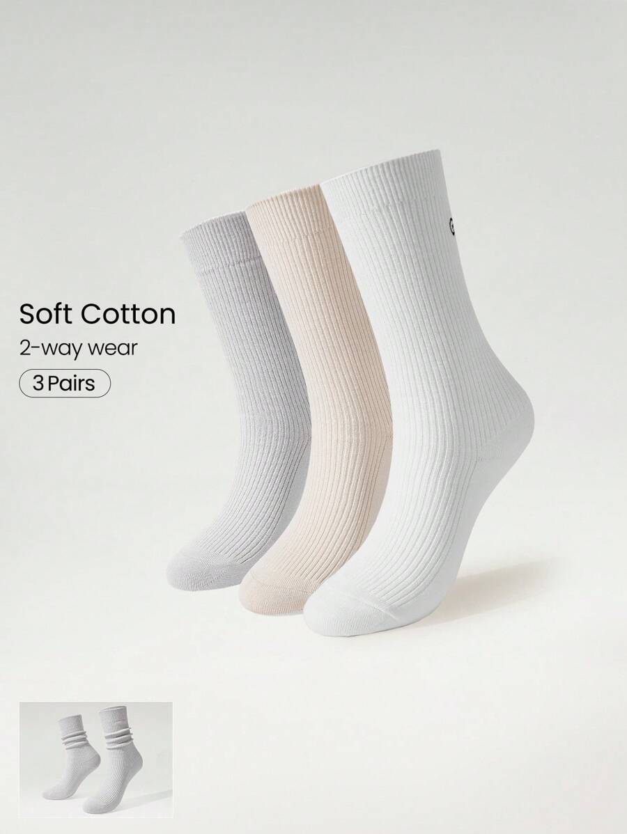 GLOWMODE 3 Pairs Just Relax Ribbed Tube Socks Gym - Multicolor - View 1