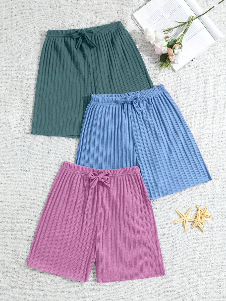 SHEIN Cottnline 3 Confezioni di pantaloni da casa multicolore per il sonno per donna - Multicolore - Visualizzare 1