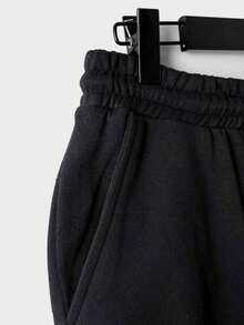 EURMUSE Cotton Men Letter Patched Hoodie & Drawstring Waist Sweatpants - Black - View 3